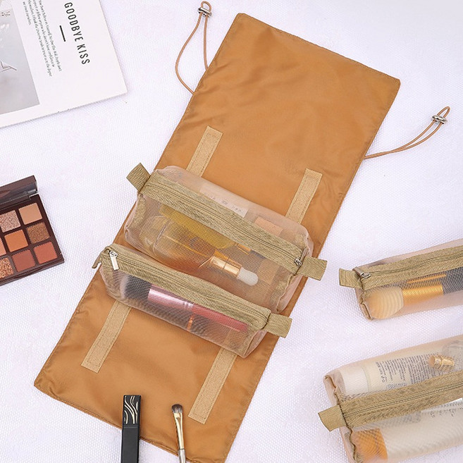 더자카 분리형 목욕 가방 세면 파우치, 브라운