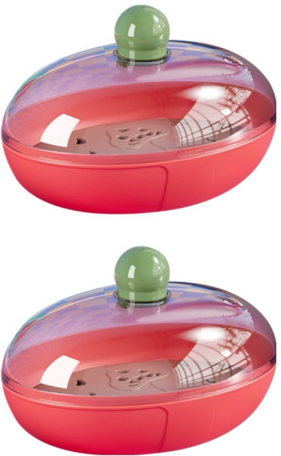 더자카 브라이트 컬러 욕실용 물빠짐형 비누 케이스 FREE(13 x 9 cm), 레드, 2개