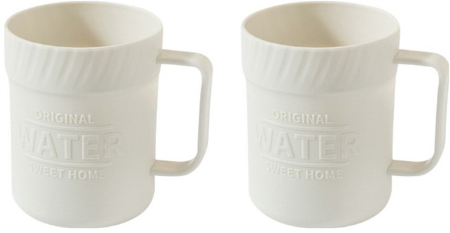 더자카 매트 파스텔톤 레터링 욕실 양치컵 470ml, 화이트, 2개