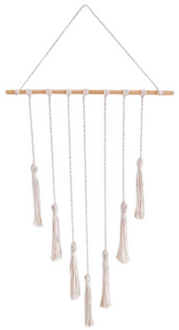 인아트 벽장식 마크라메 흰색 술 비즈