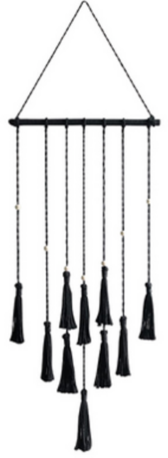 인아트 벽장식 마크라메 검정 술 비즈