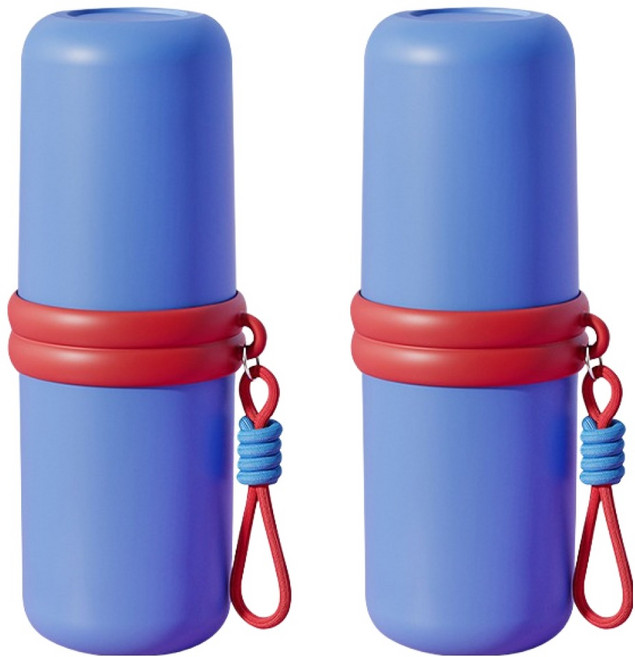 더자카 브라이트 컬러 휴대용 칫솔 케이스, 블루, 2개