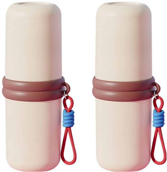 더자카 브라이트 컬러 휴대용 칫솔 케이스, 아이보리, 2개