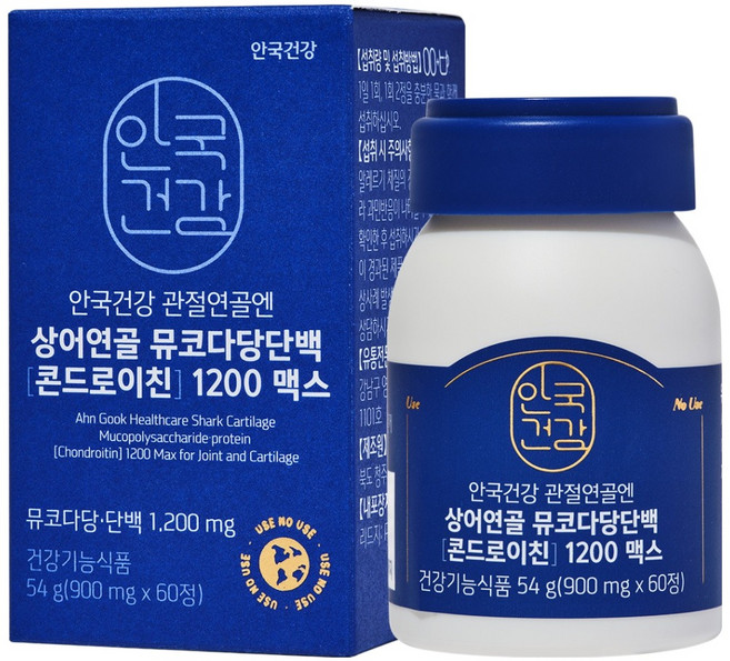 안국건강 관절연골엔 상어연골 뮤코다당단백 콘드로이친 1200 맥스, 60정, 1개