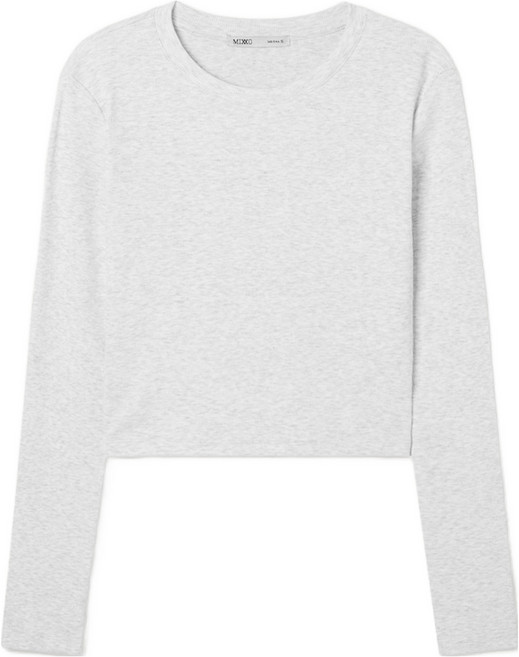 미쏘 여성용 크롭 베이직 긴팔 티셔츠