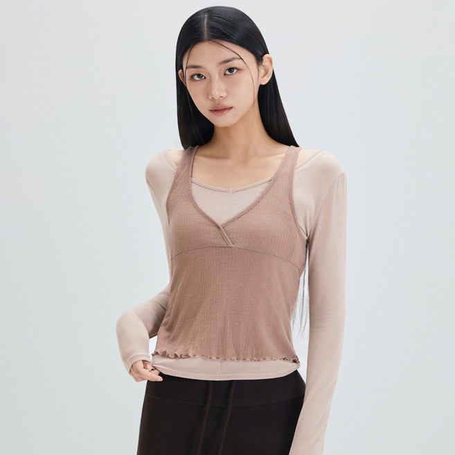 미쏘 여성용 레이어드 긴팔 티셔츠