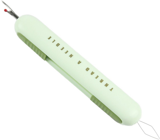 JSTrading 휴대용 2in1 바늘 실뜯개 끼우개, 1개, 그린