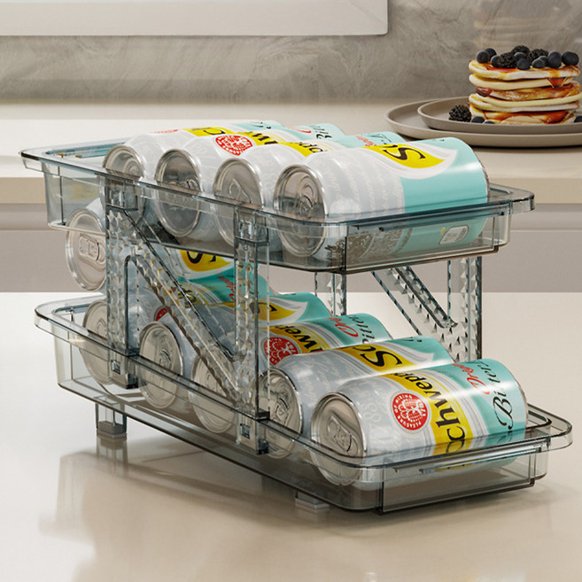 켈본 편리한 자동 다용도 음료 캔 정리 수납함 보관 상자 디스펜서 트레이, 블루