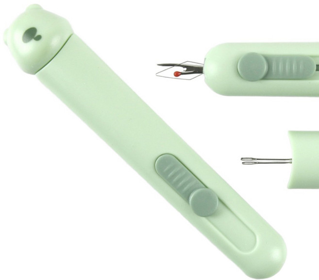 JSTrading 3in1 멀티 실꿰기 실뜯개 바늘 바늘통, 그린, 1개