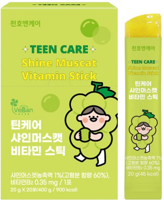 Chunho Ncare Teen Care 麝香葡萄維他命果凍條 20入, 400g, 1個