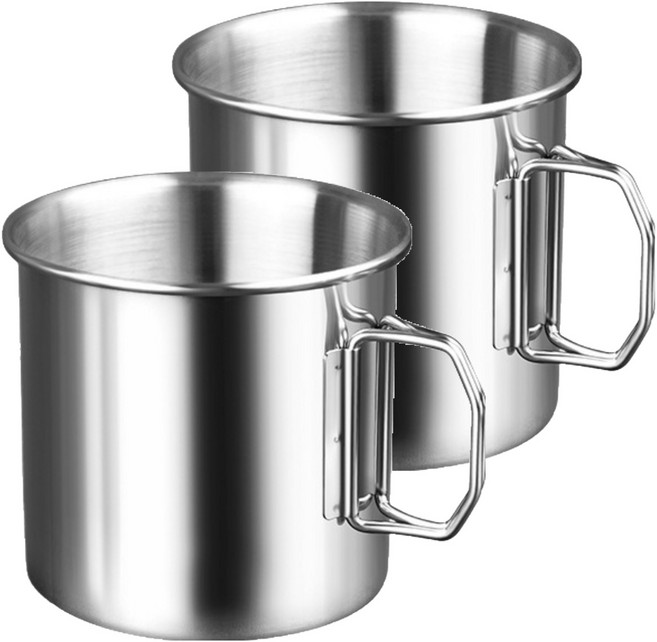 아워웍스 캠핑용 304 스텐 접이식 컵 휴대용 머그컵 350ml, 실버, 2개