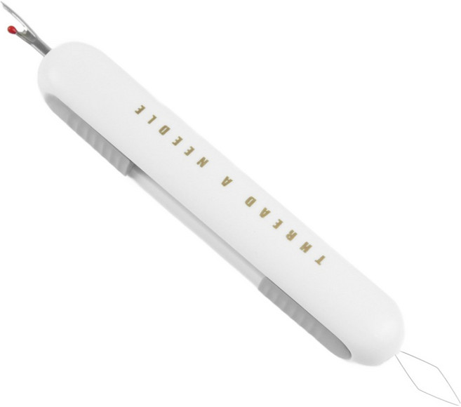 JSTrading 휴대용 2in1 바늘 실뜯개 끼우개, 1개, 화이트