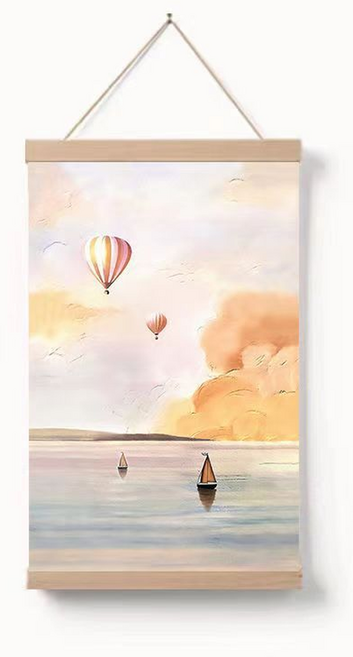 엑스터 심플 풍경화 족자형 전기함 배전함 가리개 세로형, 황금풍선