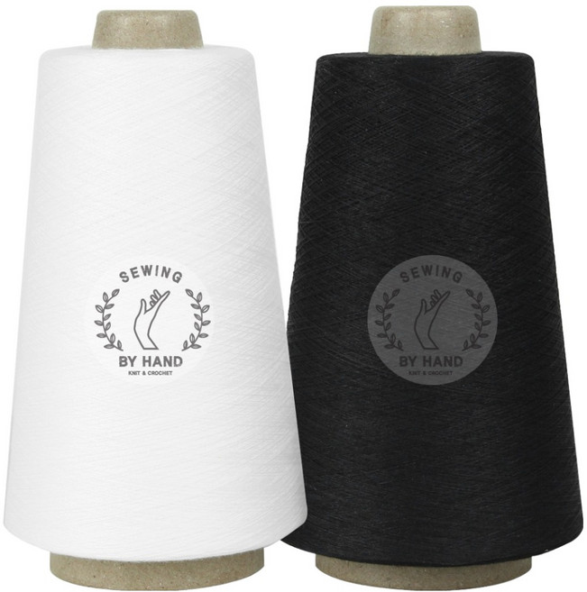 소잉바이핸드 대용량 치즈사 오버록실 10000m 2종 세트, 화이트, 블랙, 1세트