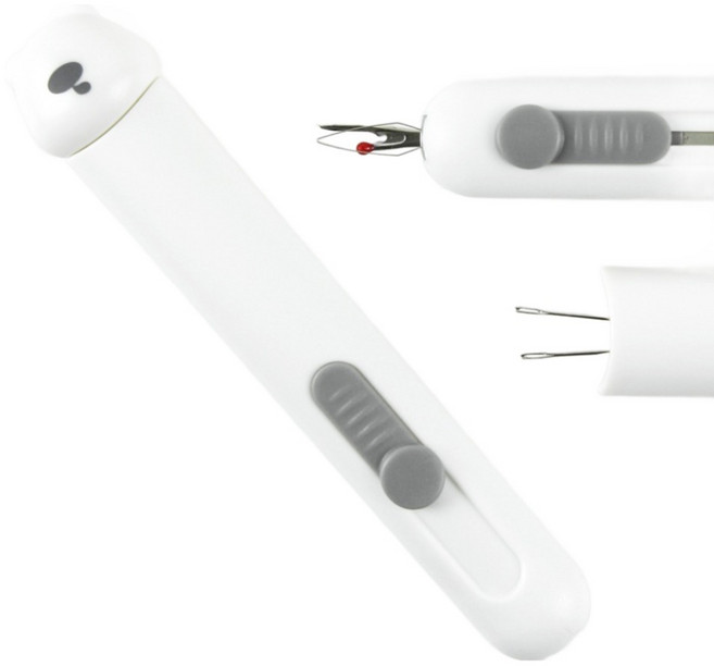 JSTrading 3in1 멀티 실꿰기 실뜯개 바늘 바늘통, 화이트, 1개