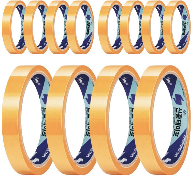 신흥테이프 국산 프리미엄 무잔사 라바 물레방아 리필용 문구테이프 12mm, 12개