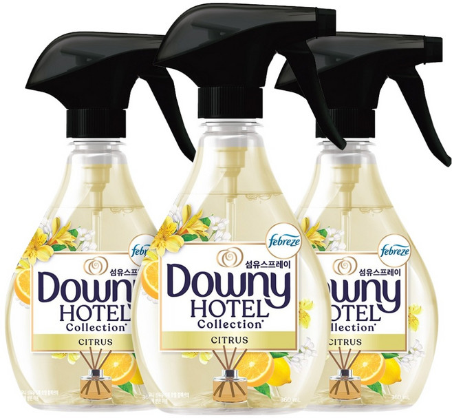 다우니 호텔 컬렉션 섬유탈취제 시트러스 향 본품, 3개, 360ml