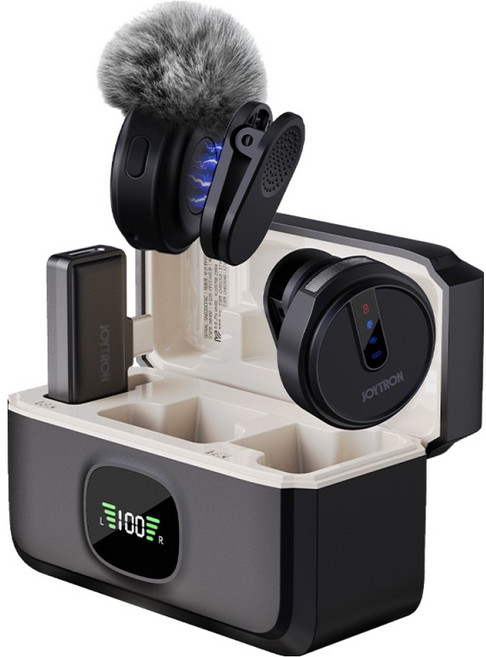 조이트론 클립 마그네틱 장착 스마트폰 무선 핀마이크 + 퍼 윈드 실드 + 파우치 + 충전케이블 세트, WM80, 블랙