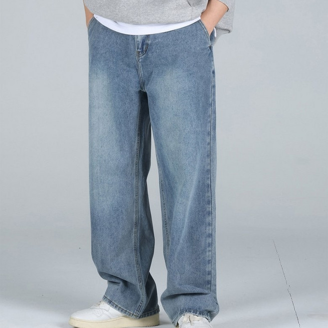 이브클로젯 남성용 숏/일반/롱 기장 뒷 밴딩 세미 와이드 청바지 6693-1