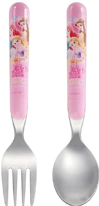 스케이터 SFR1 캐릭터 스푼 + 포크 세트 14cm, 디즈니공주, 1세트 - 쿠팡