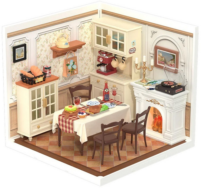 Rolife 若來 DIY 迷你溫馨餐廳立體拼圖 DW015B, 混合色, 1個, 150件