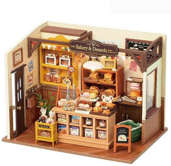Rolife 若來 DIY 木製迷你烘焙小屋立體拼圖 DG161, 混合色, 1個, 141件