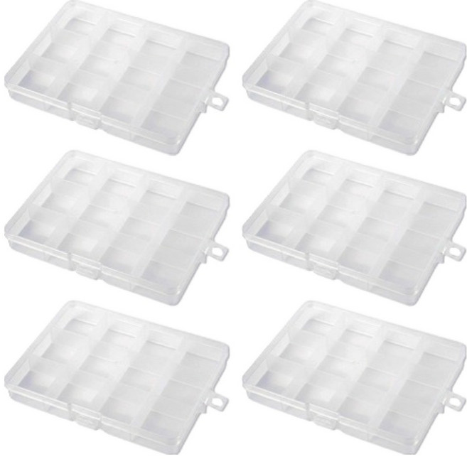 언더보스 플라스틱 칸칸이 케이스 13.5 x 10 x 1.9 cm, 투명, 6개