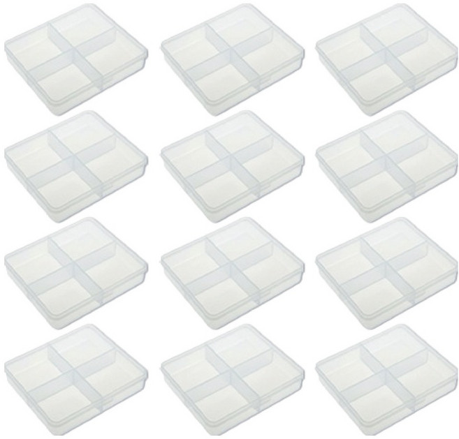 언더보스 플라스틱 칸칸이 케이스 7.3 x 6.4 x 1.7 cm, 투명, 12개