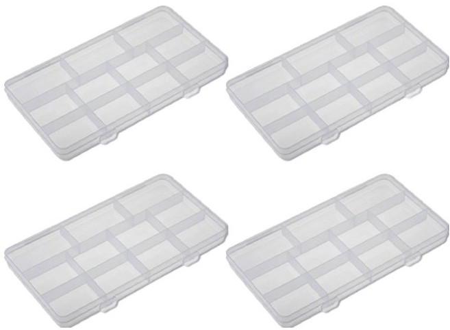 언더보스 플라스틱 칸칸이 케이스 20.2 x 10.7 x 1.7 cm, 투명, 4개