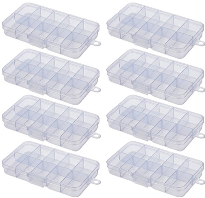 언더보스 플라스틱 칸칸이 케이스 12.5 x 6.2 x 2.2 cm, 투명, 8개