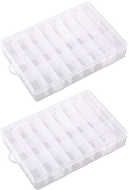 언더보스 플라스틱 칸칸이 케이스 24칸 19.5 x 13 x 3.6 cm, 투명, 2개