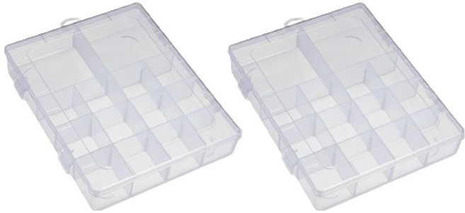 언더보스 플라스틱 칸칸이 케이스 20.8 x 16.8 x 4 cm, 투명, 2개