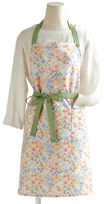 모던하우스 생활방수 앞치마, 블루플라워, 1개