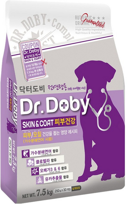 닥터도비 스킨앤코트 피부건강 건식 사료, 피부/피모, 7.5kg, 1개