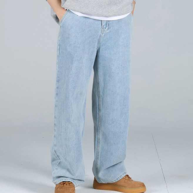 EV CLOSET 男士大尺碼後鬆緊帶半寬版牛仔褲 6691-1