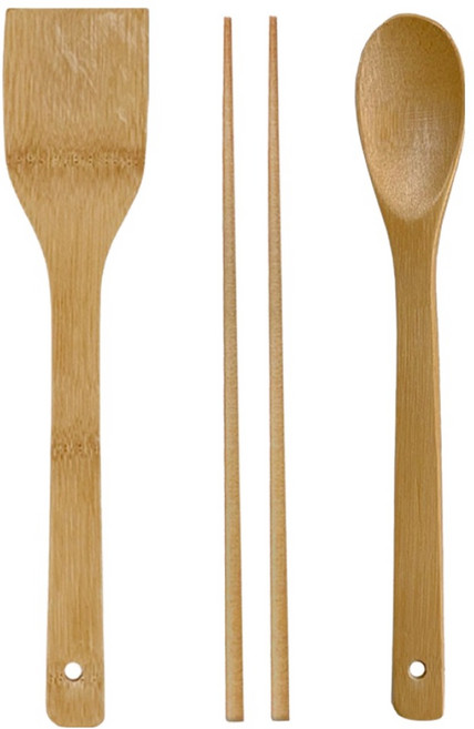 대나무 파스타 조리도구 3p 세트, 1세트, 일자뒤집개 + 튀김젓가락 + 볶음스푼