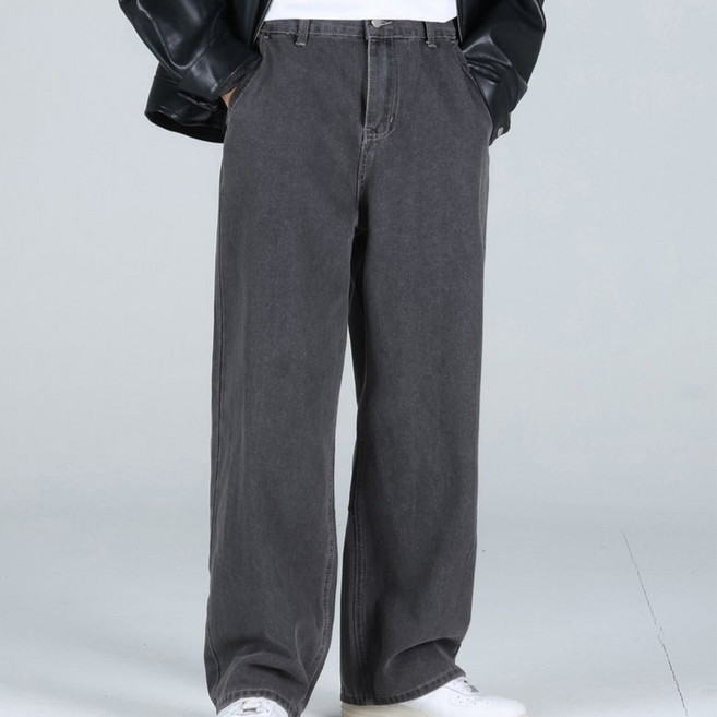 이브클로젯 남성용 빅사이즈 뒷 밴딩 세미 와이드 청바지 6691-1