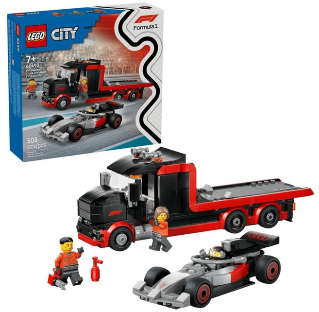 LEGO 城市系列 展示用卡車與奧迪F1賽車 60493, 1套