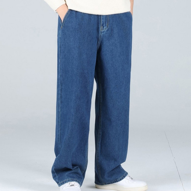 EV CLOSET 男士大尺碼後鬆緊帶半寬版牛仔褲 6691-1