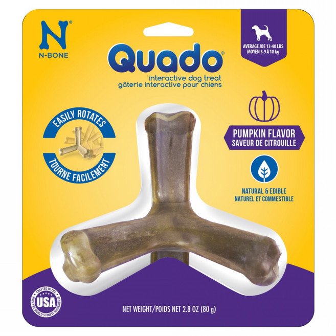 N-Bone QUADO Q樂多 中型趣味互動潔牙骨, 80g, 1個, 南瓜風味