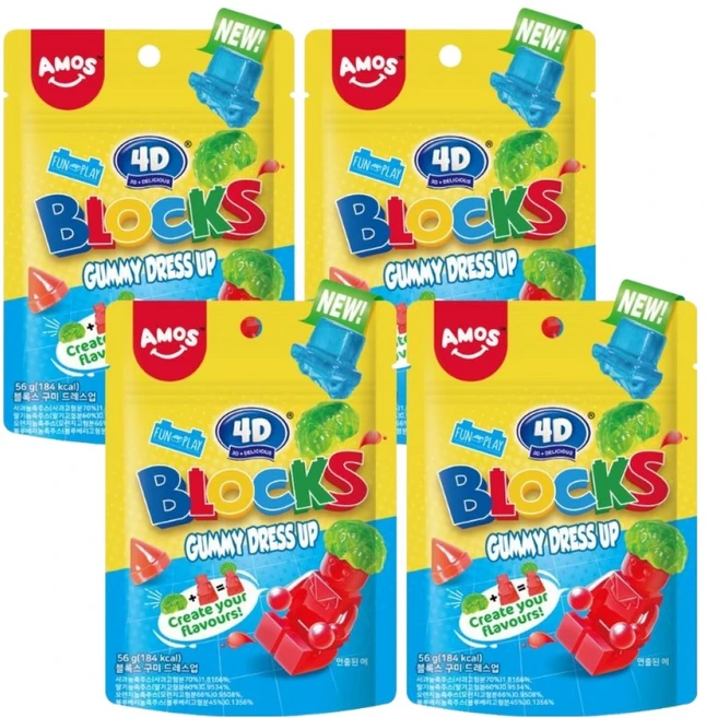 아모스스위츠 블록스 구미 드레스업 젤리, 4개, 56g - 쿠팡
