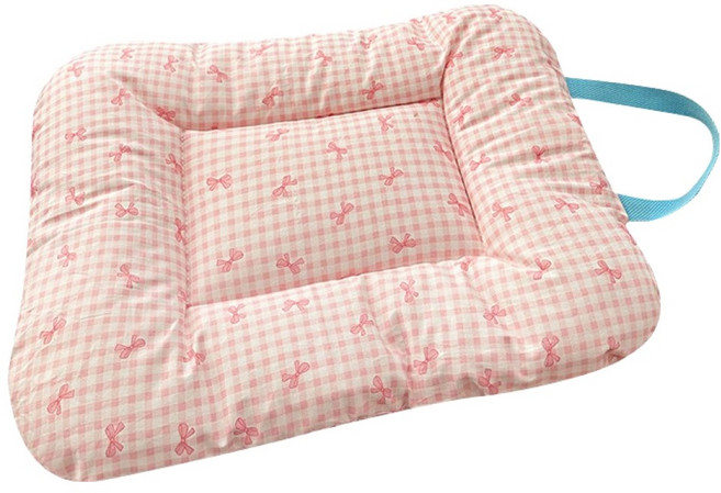 파스텔펫 반려동물 리본 체크 방석쿠션, 핑크, 1개