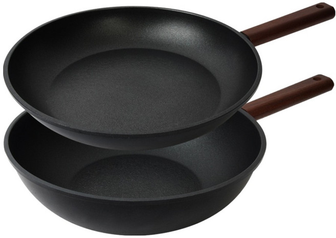 델라고 인덕션 오일마스터 프라이팬 세트 2개, 블랙, 1세트, 프라이팬30 + 웍팬30