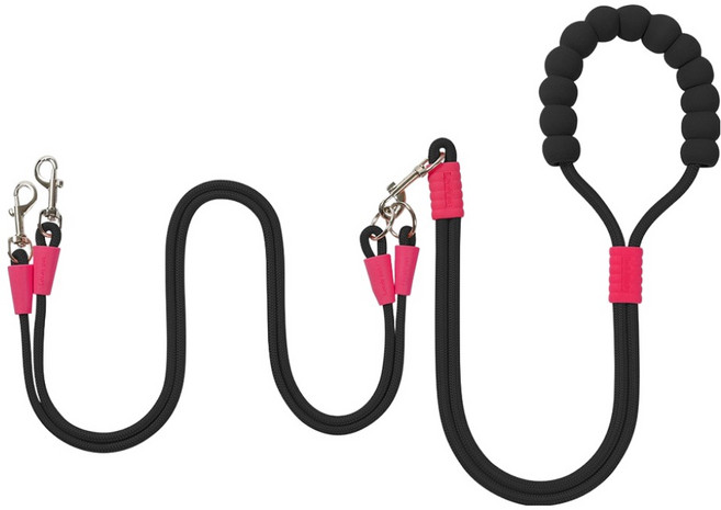 파스텔펫 강아지 멀티 로프 트윈 리드줄, 블랙, 1개