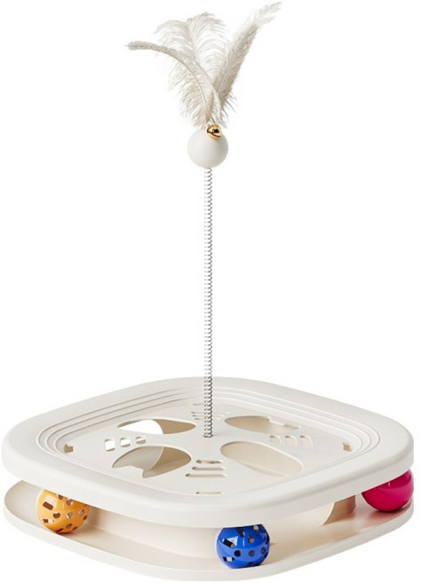 파스텔펫 반려동물 냥냥 패턴 깃털트랙볼 FREE, 아이보리, 1개