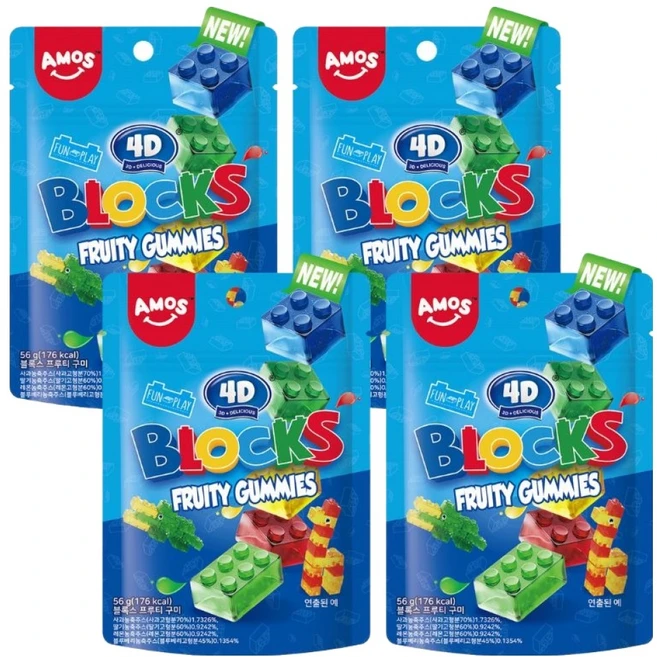아모스스위츠 블록스 프루티 구미 젤리, 4개, 56g - 쿠팡