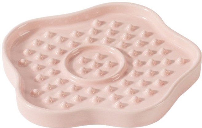 파스텔펫 반려동물 플라워 슬로우 세라믹식기, 핑크, 1개