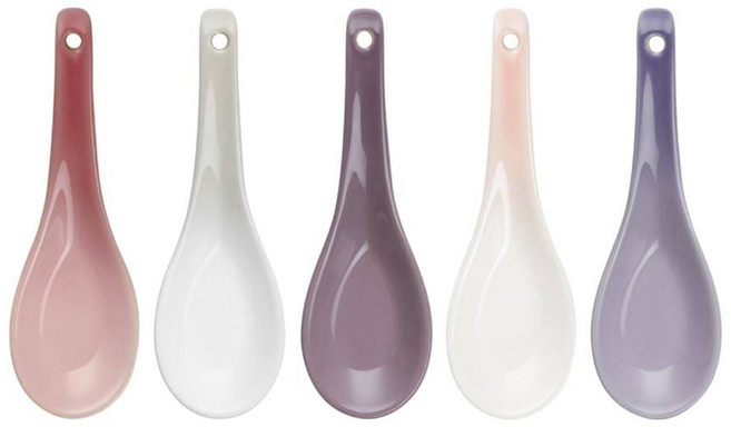 LE CREUSET 中式湯匙5件組, 薔薇粉 + 蛋白霜 + 錦葵紫 + 淡紅色 + 藍鈴紫, 1套, 湯匙5個