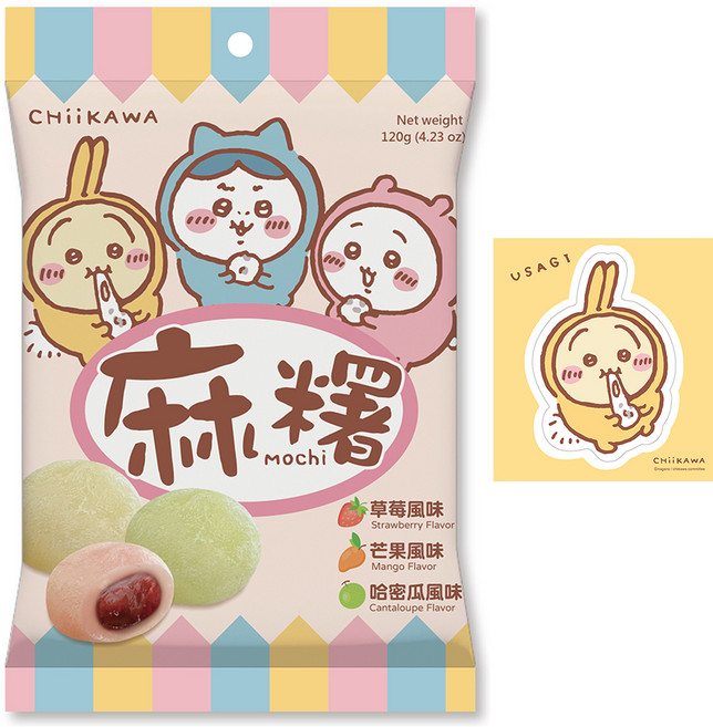 AMANDIER 雅蒙蒂 Chiikawa麻糬 水果款 附隨機貼紙 1張, 120g, 1個