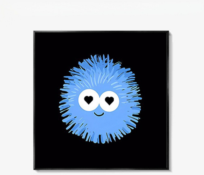 더플로우커머스 키치 캐릭터 팝아트 캔버스 인테리어 액자 02타입, 블랙
